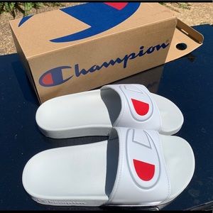 White Champion Logo Slides